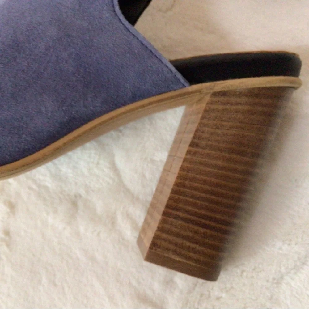 Fabianelli Italy Lavender Suede Peep Toe Block Heel Shoes Womens 6 - Picture 5 of 9